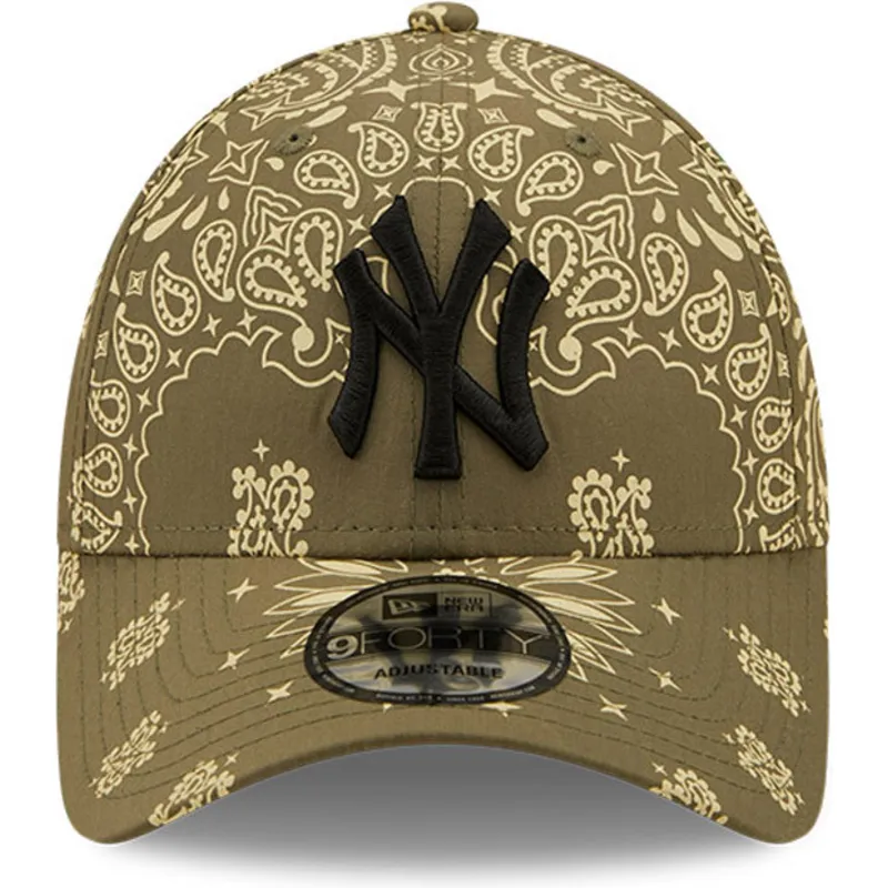 cappelli-curva-verde-cinghia-regolabile-9forty-paisley-print-dei-new-york-yankees-mlb-di-new-era