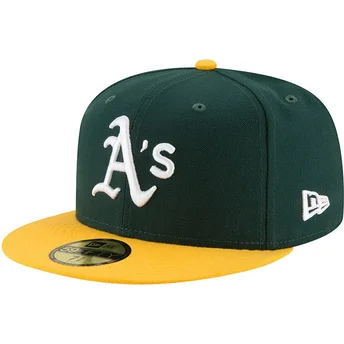 cappello-piatto-verde-e-giallo-aderente-59fifty-ac-perf-di-oakland-athletics-mlb-di-new-era