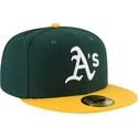 cappello-piatto-verde-e-giallo-aderente-59fifty-ac-perf-di-oakland-athletics-mlb-di-new-era