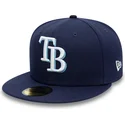 cappello-piatto-blu-marino-chiuso-59fifty-ac-perf-di-tampa-bay-rays-mlb-di-new-era