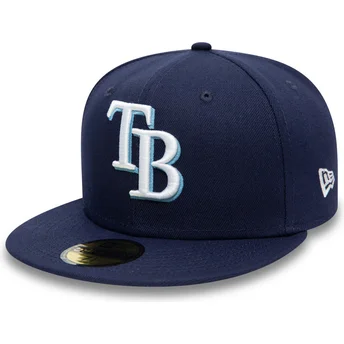 Cappello piatto blu marino aderente 59FIFTY AC Perf dei Tampa Bay Rays MLB di New Era