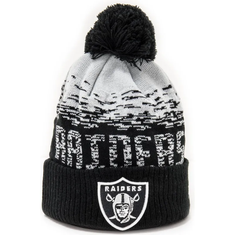 berretto-nero-con-pompon-sport-cuff-dei-las-vegas-raiders-nfl-di-new-era