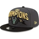 cappello-piatto-grigio-e-nero-snapback-9fifty-champions-dei-milwaukee-bucks-nba-di-new-era
