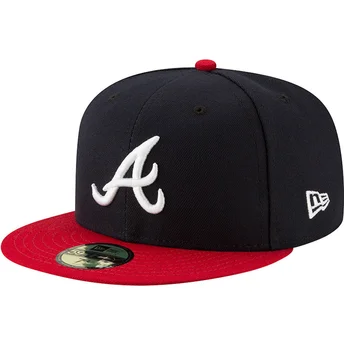 Cappello piatto blu marino e rosso aderente 59FIFTY AC Perf di Atlanta Braves MLB di New Era