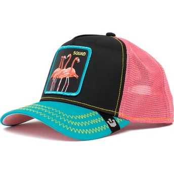 gorra-trucker-nera-rosa-e-blu-flamenco-squad-flamingoals-the-farm-di-goorin-bros