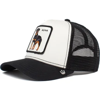 gorra-trucker-bianca-e-nera-cane-rottweiler-alpha-dog-the-farm-di-goorin-bros