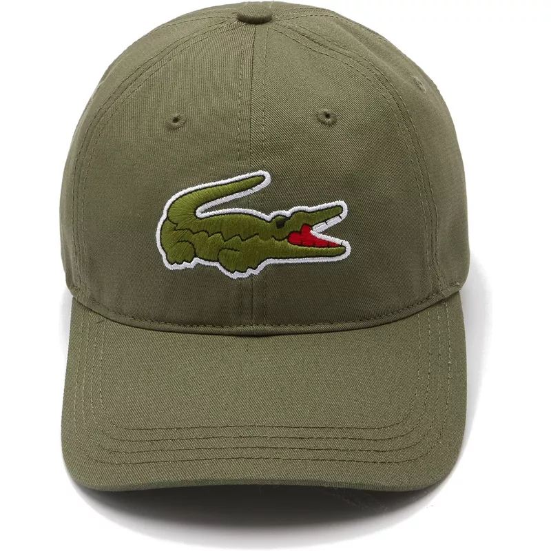 lacoste-curved-brim-contrast-strap-oversized-crocodile-green-adjustable-cap