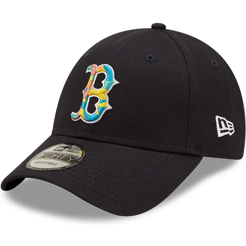 cappelli-curva-blu-marino-cinghia-regolabile-9forty-camo-infill-dei-boston-red-sox-mlb-di-new-era
