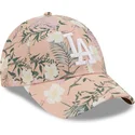 cappellino-rosa-con-visiera-curva-regolabile-9forty-floral-dei-los-angeles-dodgers-mlb-di-new-era