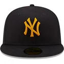 cappello-piatto-blu-navy-chiuso-con-logo-giallo-59fifty-league-essential-dei-new-york-yankees-mlb-di-new-era