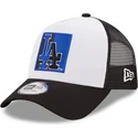 cappellino-trucker-bianco-e-nero-a-frame-team-patch-dei-los-angeles-dodgers-mlb-di-new-era