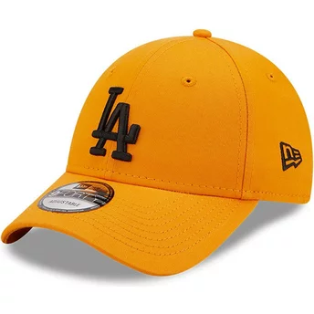 New Era Curved Brim Black Logo 9FORTY League Essential Los Angeles Dodgers MLB Orange Adjustable Cap