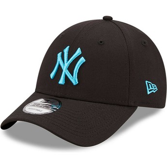New Era Curved Brim Blue Logo 9FORTY Neon Pack New York Yankees MLB Black Adjustable Cap