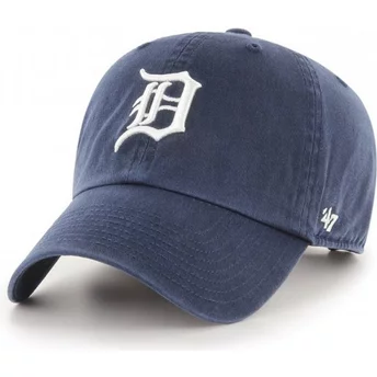 Cappellino visiera curva blu marino di Detroit Tigers MLB Clean Up di 47 Brand