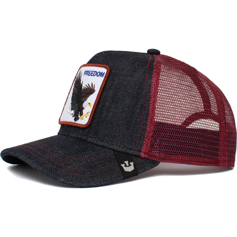 cappellino-trucker-blu-marino-e-rosso-aquila-the-freedom-eagle-the-farm-di-goorin-bros