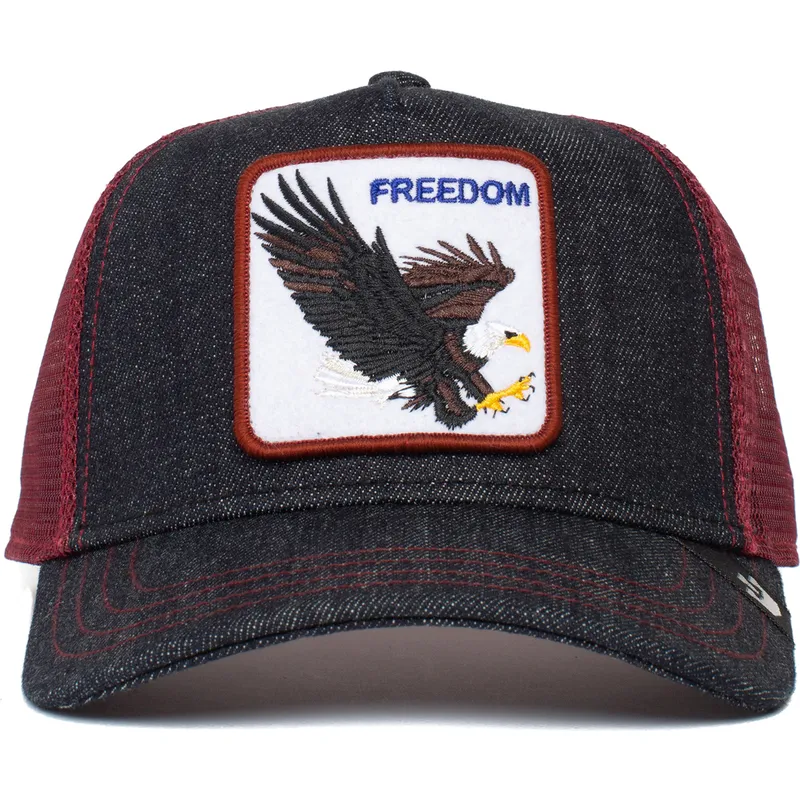 cappellino-trucker-blu-marino-e-rosso-aquila-the-freedom-eagle-the-farm-di-goorin-bros