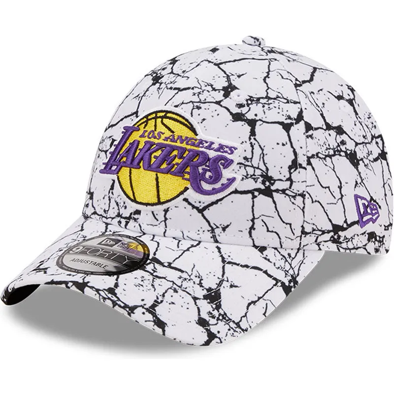 cappelli-curva-bianco-cinghia-regolabile-9forty-marble-dei-los-angeles-lakers-nba-di-new-era