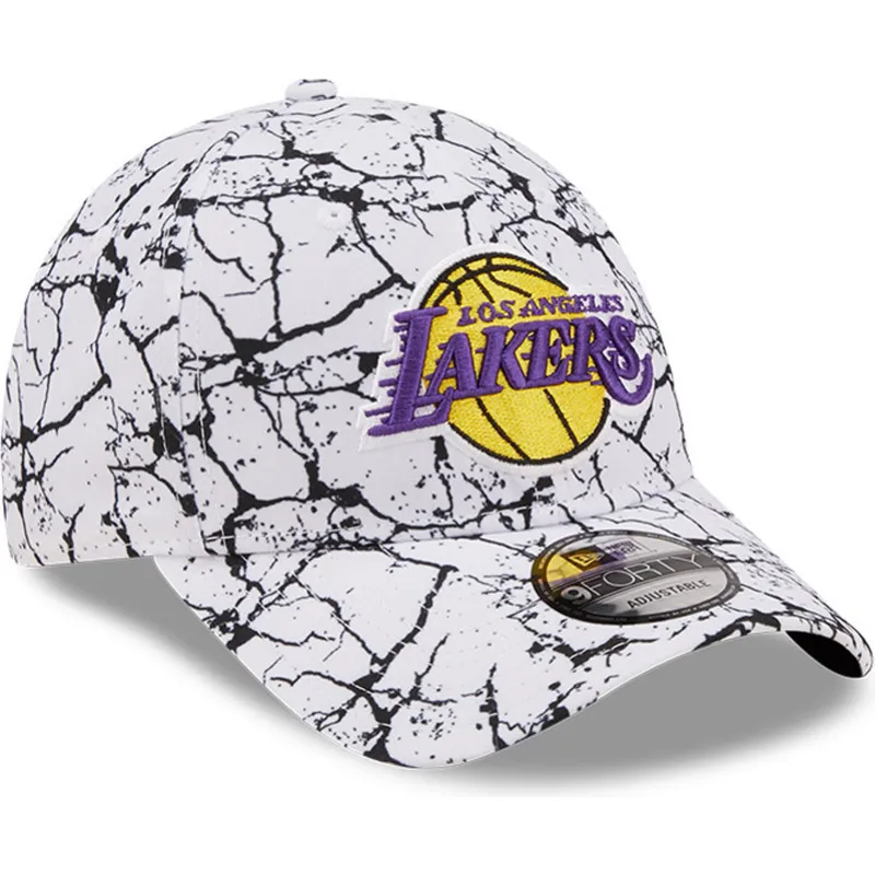 cappelli-curva-bianco-cinghia-regolabile-9forty-marble-dei-los-angeles-lakers-nba-di-new-era