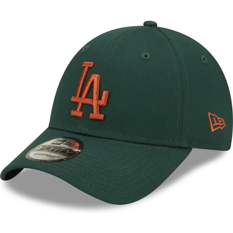 cappelli-curva-verde-cinghia-regolabile-marron-9forty-league-essential-dei-los-angeles-dodgers-mlb-di-new-era