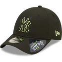 cappellino-curvo-nero-snapback-con-logo-verde-9forty-neon-pack-repreve-dei-new-york-yankees-mlb-di-new-era