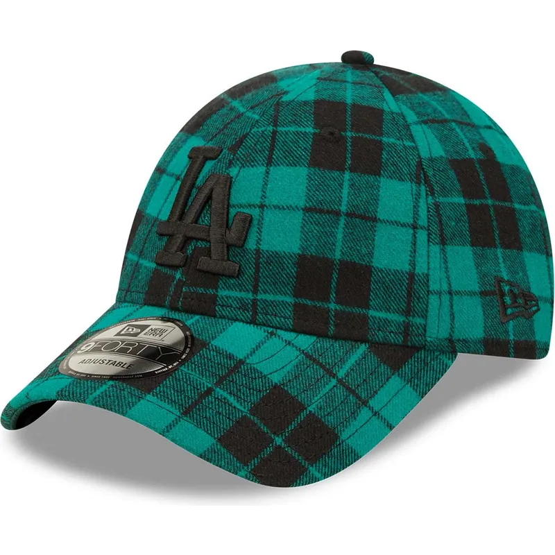 cappelli-curva-verde-cinghia-regolabile-negro-9forty-plaid-dei-los-angeles-dodgers-mlb-di-new-era