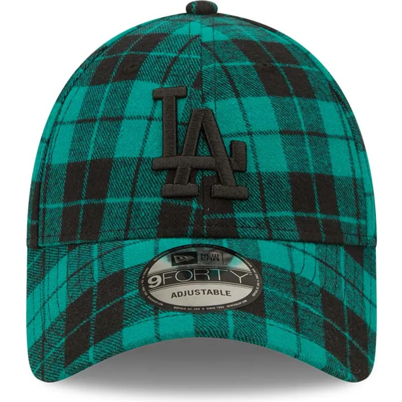 cappelli-curva-verde-cinghia-regolabile-negro-9forty-plaid-dei-los-angeles-dodgers-mlb-di-new-era