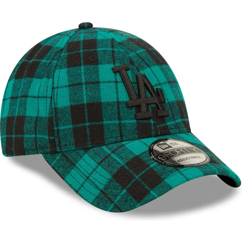 cappelli-curva-verde-cinghia-regolabile-negro-9forty-plaid-dei-los-angeles-dodgers-mlb-di-new-era