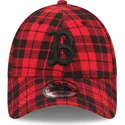cappelli-curva-rosso-cinghia-regolabile-negro-9forty-plaid-dei-boston-red-sox-mlb-di-new-era