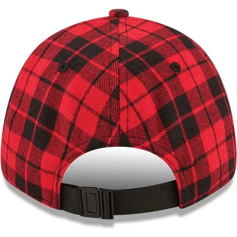cappelli-curva-rosso-cinghia-regolabile-negro-9forty-plaid-dei-boston-red-sox-mlb-di-new-era