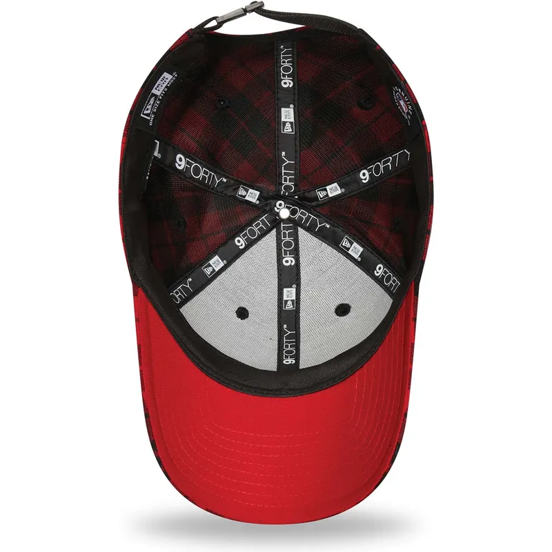 cappelli-curva-rosso-cinghia-regolabile-negro-9forty-plaid-dei-boston-red-sox-mlb-di-new-era