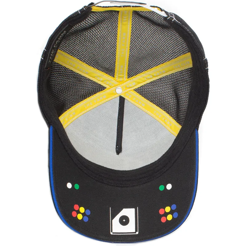 cappellino-trucker-nero-e-blu-rospo-big-mouth-puck-yeah-the-farm-di-goorin-bros