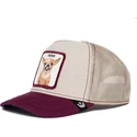 cappellino-trucker-beige-e-granata-con-chihuahua-fierce-yo-quiero-the-farm-di-goorin-bros