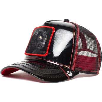 cappello-trucker-nero-pantera-black-panther-power-forever-in-pelle-verniciata-the-farm-di-goorin-bros