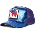cappello-trucker-blu-e-viola-pesce-combattente-siamese-fighter-blue-light-metallic-the-farm-di-goorin-bros