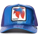 cappello-trucker-blu-e-viola-pesce-combattente-siamese-fighter-blue-light-metallic-the-farm-di-goorin-bros