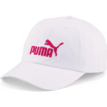 Puma Curved Brim Red Logo Essentials White Adjustable Cap