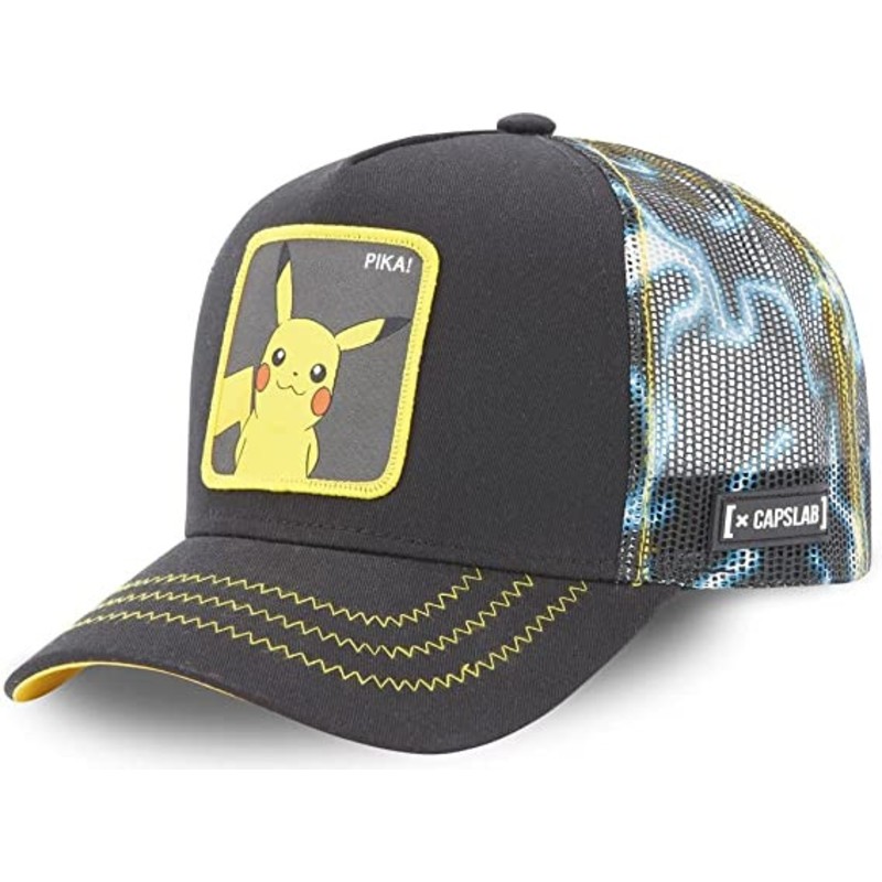 Capslab Pikachu PKM2 ELE1 Pokémon Black Trucker Hat Caphunters.it