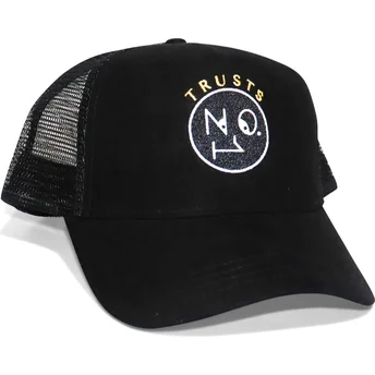 Cappellino trucker nero Trusts No.1 Suede Black Gold Logo di The No.1 Face
