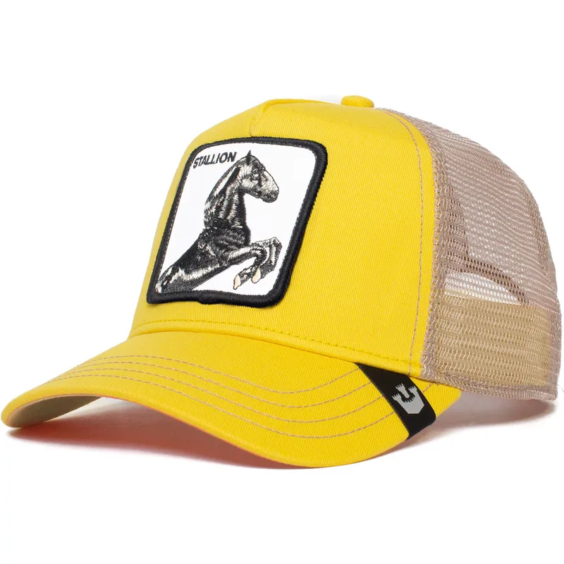 cappellino-trucker-giallo-e-bianco-cavallo-the-stallion-the-farm-di-goorin-bros