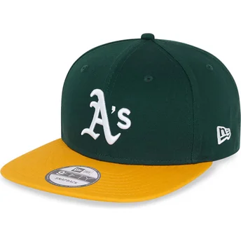 Cappello piatto verde e giallo snapback 9FIFTY Essential di Oakland Athletics MLB di New Era