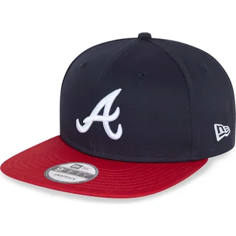 Cappellino piatto blu navy e rosso snapback 9FIFTY Essential degli Atlanta Braves MLB di New Era