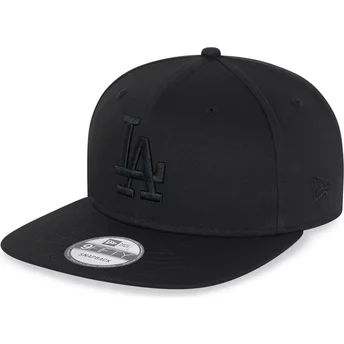 New Era Flat Brim Black Logo 9FIFTY Los Angeles Dodgers MLB Black Snapback Cap