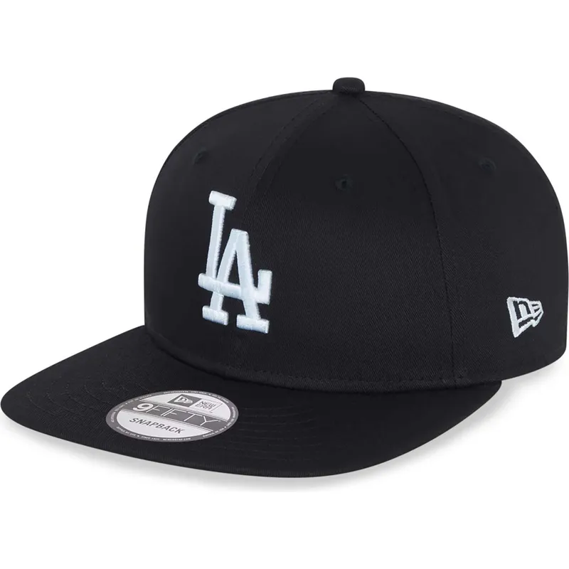 cappello-piatto-nero-snapback-9fifty-essential-dei-los-angeles-dodgers-mlb-di-new-era