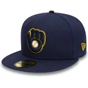 cappello-piatto-blu-navy-aderente-59fifty-authentic-on-field-dei-milwaukee-brewers-mlb-di-new-era