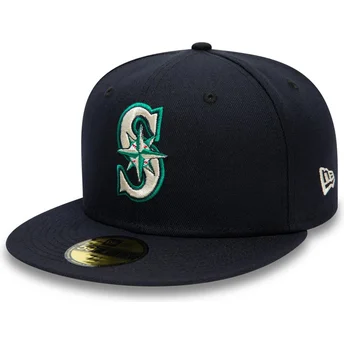 Cappello piatto blu navy aderente 59FIFTY Authentic On Field dei Seattle Mariners MLB di New Era