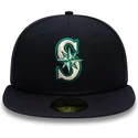 cappello-piatto-blu-marino-regolabile-59fifty-authentic-on-field-di-seattle-mariners-mlb-di-new-era