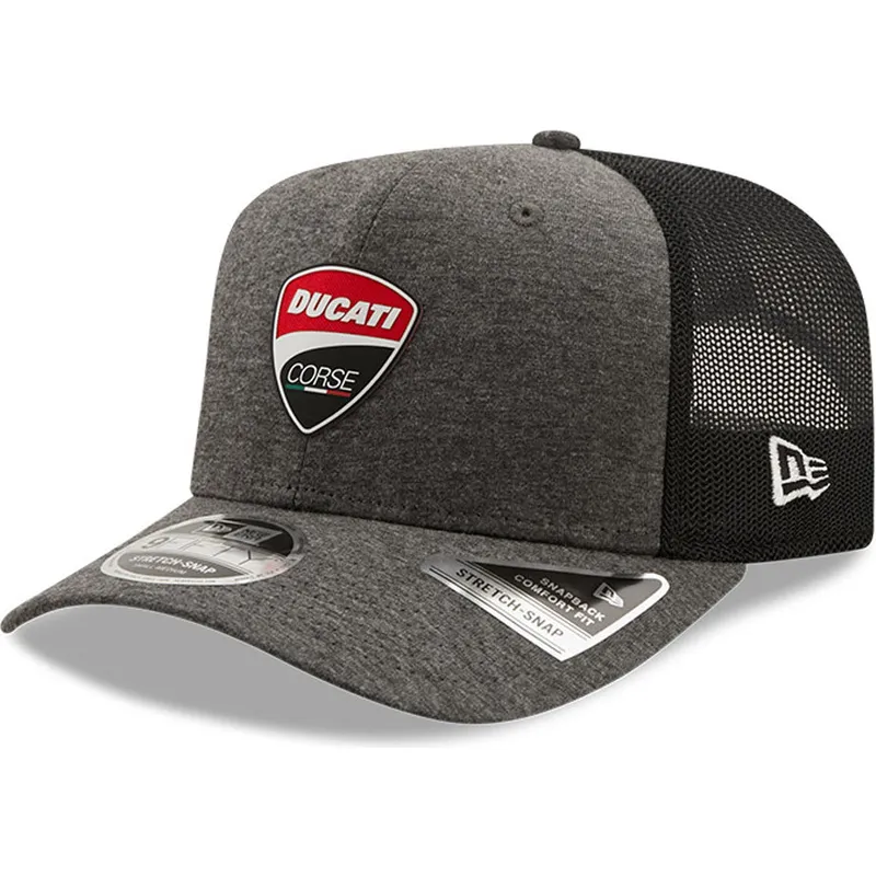 cappelli-curva-grigio-snapback-9fifty-stretch-snap-jersey-dei-ducati-motor-motogp-di-new-era