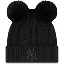 new-era-women-black-logo-cuff-double-new-york-yankees-mlb-black-beanie-with-pompom