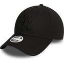 new-era-curved-brim-women-black-logo-9forty-essential-new-york-yankees-mlb-black-adjustable-cap