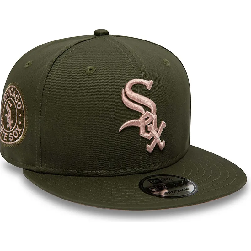 cappelli-piatta-verde-snapback-rosa-9fifty-side-patch-dei-chicago-white-sox-mlb-di-new-era